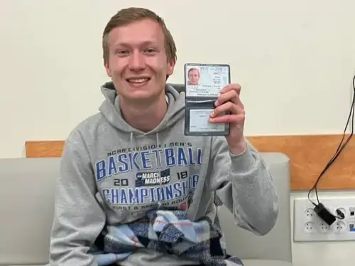 Henry Garfinkle, 26, at Tel Aviv's Ben-Gurion International Airport after immigrant to Israel, March 8, 2026. Credit: Aliyah and Integration Ministry.