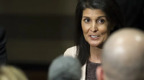 Ambassador Nikki Haley, President Donald Trump’s envoy to the United Nations, speaks to journalists Jan. 31. Haley has been making bold efforts to revitalize America’s support for Israel at the world body, writes columnist Ben Cohen. Credit: UN Photo/Manuel Elias.