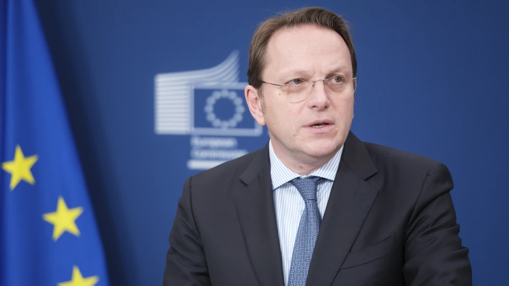 European Commissioner for Health and Animal Welfare Oliver Varhelyi talks to media in the Berlaymont building in Brussels, Belgium on Dec. 9, 2025. Photo by Thierry Monasse/Getty Images.