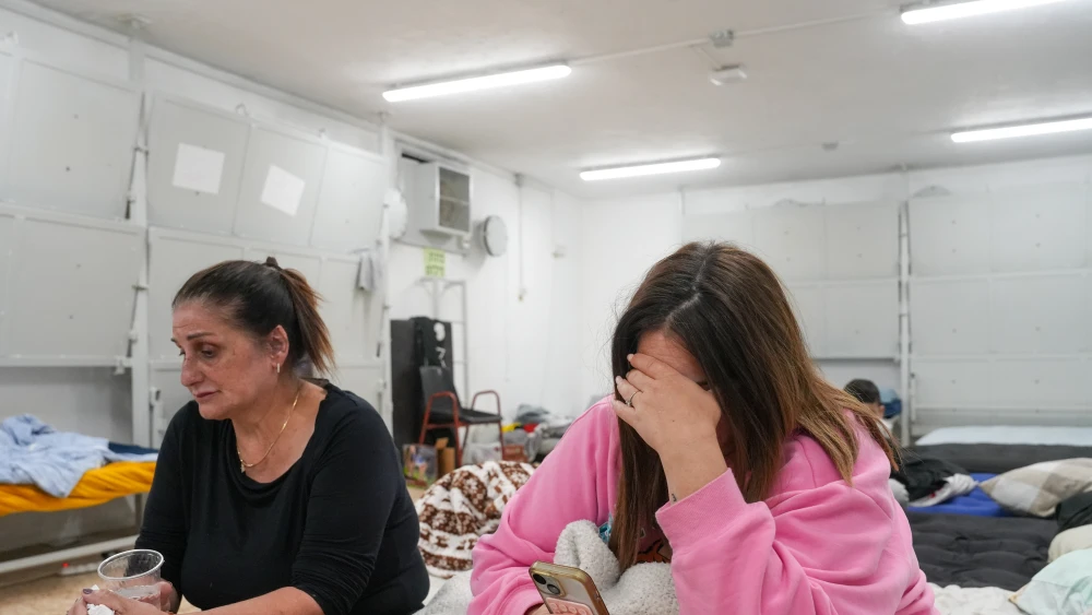 People live inside a bomb shelter in the northern city of Kiryat Shmona amid the ongoing war with Iran and Hezbollah and missile fire toward Israel, March 12, 2026. Photo by Ayal Margolin/Flash90.