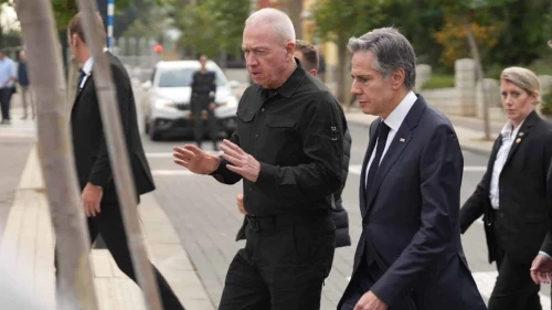 Minister of Defense Yoav Gallant meeting with U.S. Secretary of State Antony Blinken at Ministry of Defense headquarters in Tel Aviv, Jan. 9, 2024. Photo by Elad Malka/MoD.