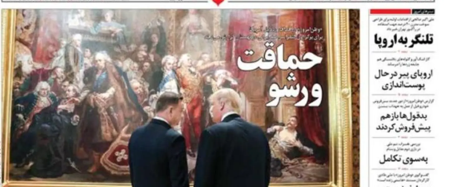 The headline in an Iranian newspaper: “Foolishness in Warsaw.” Credit: Vatan e-Emrooz newspaper, Iran.