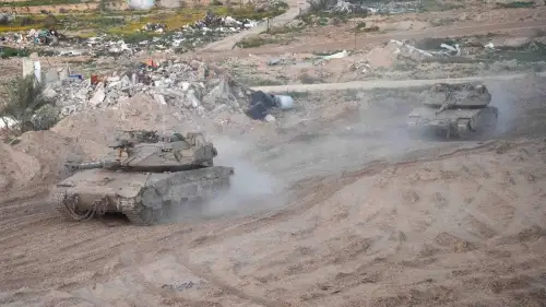 Israeli tanks rolling through the Gaza Strip on March 20, 2024. Credit: IDF.