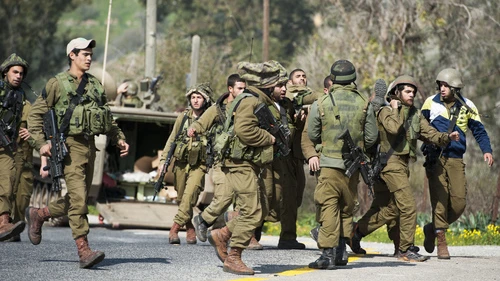 Israeli soldiers in the northern Mount Dov region after an Israel Defense Forces' patrol came under anti-tank fire from Hezbollah terrorist operatives. The Hezbollah attack killed two Israeli soldiers and injured seven others, Jan. 28, 2018. Credit: Basal Awidat/Flash90.