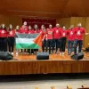 Students sing and wave a PLO flag at the Hebrew University of Jerusalem, June 2023. Source: Screenshot.