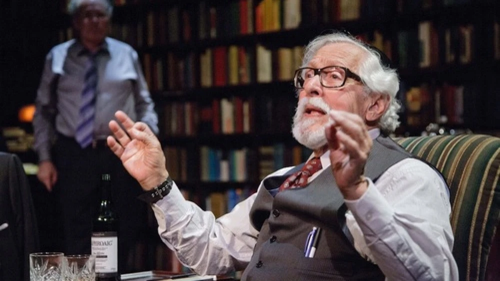 Click photo to download. Caption: Mike Nussbaum in Theater J's "Imagining Madoff." Theater J's artistic director, Ari Roth, was recently fired. Credit: C. Stanley Photography.