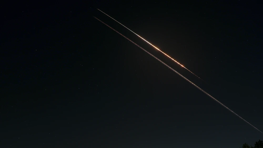 Israeli air defenses intercept incoming rockets launched from Lebanon at northern Israel during the war with Iran and Hezbollah, March 24, 2026. Photo by Ayal Margolin/Flash90.