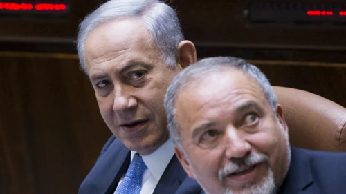 Israeli Prime Minister Benjamin Netanyahu and then-Defense Minister Avigdor Lieberman at the Knesset on June 1, 2016. Photo by Yonatan Sindel/Flash90.