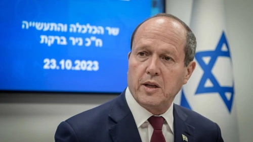 Israeli Economy Minister Nir Barkat meets with leaders in the business sector in Tel Aviv, Oct. 23, 2023. Photo by Avshalom Sassoni/Flash90.