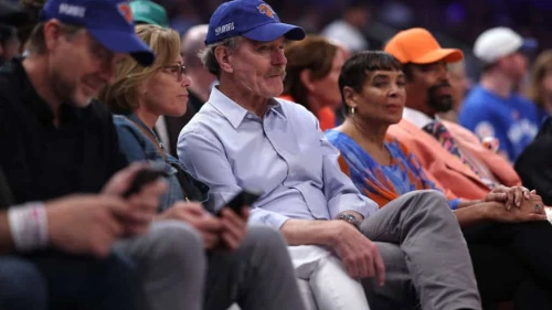 Actor Bryan Cranston attends a playoff game between the Indiana Pacers and the New York Knicks at Madison Square Garden in Manhattan, May 08, 2024. Photo by Elsa/Getty Images.