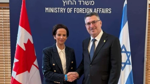 Israeli Foreign Minister Gideon Sa'ar meets with Canadian deputy opposition leader Melissa Lantsman, a Jewish MP for the Conservative Party, in Jerusalem, Dec. 30, 2025. Credit: Israeli Foreign Ministry.