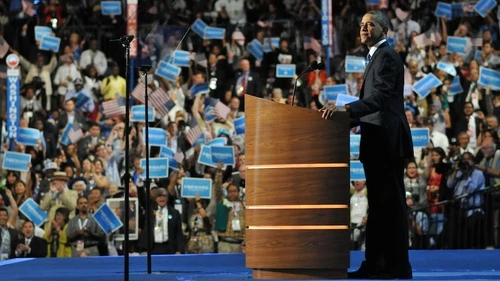 Click photo to download. Caption: President Barack Obama on stage at the 2012 Democratic National Convention. Credit: DemConvention.