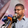 Hamas spokesman Sami Abu Zuhri speaks at a rally in Gaza on Aug.18 2014. Photo by Abed Rahim Khatib/Flash90.