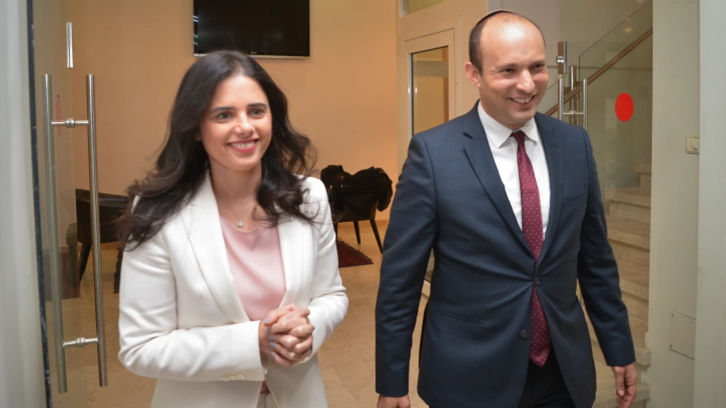Naftali Bennett and Ayelet Shaked, seen after their announcement in a press conference in Tel Aviv on Dec. 29, 2018, of the formation of the New Right Party. Photo by Yossi Zeliger/Flash90.