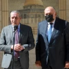 Palestinian Authority Minister Hussein al-Sheikh (left) welcomes Egyptian Foreign Minister Sameh Shoukry to Ramallah, July 24, 2021. Photo by Flash90.
