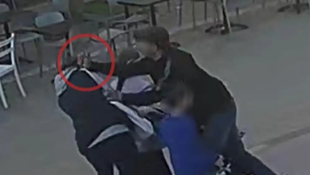 The attempted stabbing in Netanya, Israel on March 12, 2023. Photo credit: Israel Police.