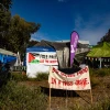 A Gaza solidarity encampment is seen during a pro-Palestinian protest inside the Australian National University on June 14, 2024 in Canberra, Australia. Photo by George Calvelo/Getty Images.