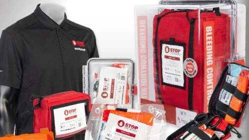 Stop the Bleed kits and stations. Credit: stopthebleed.org.