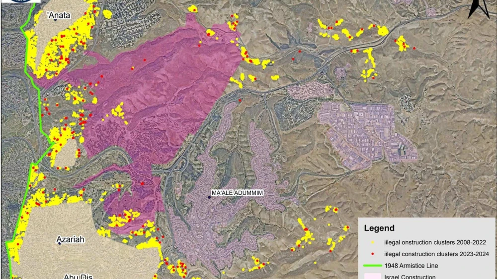 E1 marked in purple. Credit: Regavim.