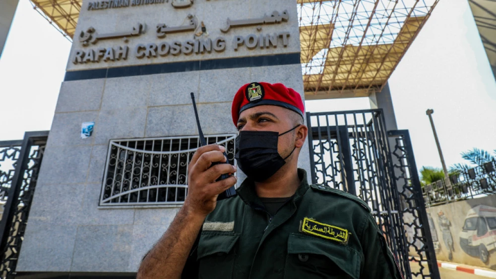 Palestinian security forces at the Rafah border crossing to Egypt in the southern Gaza Strip, on Oct. 3, 2021. Photo by Abed Rahim Khatib/Flash90.