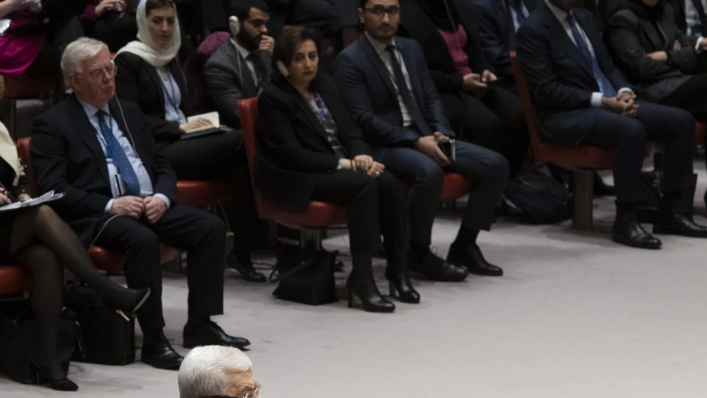 Palestinian Authority leader Mahmoud Abbas addresses the U.N. Security Council meeting on the situation in the Middle East, including the Palestinian question, February 2020. Credit: U.N. Photo/Evan Schneider.
