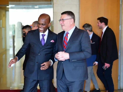 Togolese Foreign Minister Robert Dussey meets with Israeli Foreign Minister Gideon Sa’ar at the Foreign Ministry in Jerusalem on Jan. 29, 2026. Source: @gidonsaar/X.