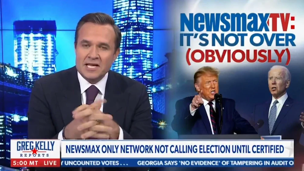 Newsmax prime-time host Greg Kelly. Source: Screenshot.