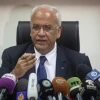 PLO Secretary-General Saeb Erekat speaks during a press conference in Jericho on Feb. 15, 2017. Photo by Flash90.