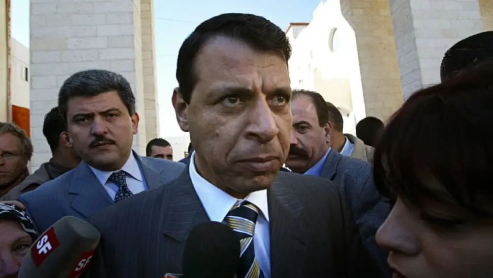 Then-Fatah lawmaker Mohammed Dahlan speaks to the press in Ramallah, Dec. 16, 2006. Photo by Michal Fattal/Flash90.