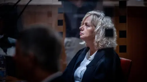 Attorney General Gali Baharav-Miara at a ceremony held for outgoing Supreme Court Justice George Karra, at the court in Jerusalem on May 29, 2022. Photo by Yonatan Sindel/Flash90.