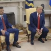 U.S. President Donald Trump and Qatar's leader Emir Tamim bin Hamad Al-Thani at the White House on July 9, 2019. Credit: Screenshot.