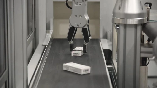 Medicines on a conveyor belt at Jerusalem's Shaare Zedek Medical Center on Aug. 2, 2023. Photo by Yoav Dudkevitch/TPS.