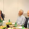 l-r. Prof. Eli Sprecher CEO, Tel Aviv Sourasky Medical Center (Ichilov), Rahm Emanuel, Dr. Iyad Maqbool, CEO of An-Najah National University Hospital. Credit: Tel Aviv Sourasky Medical Center (Ichilov).