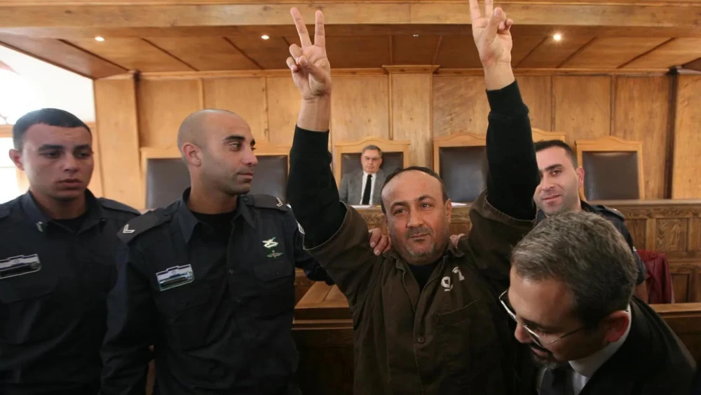 Marwan Barghouti in an Israeli court in 2012. Credit: Flash90.