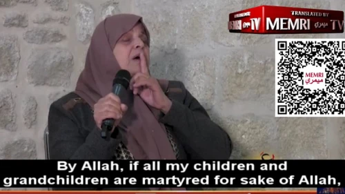The mother of Palestinian Islamic Jihad terrorist Muhammad Jahjouh said she approves of the “path” her son took, as stated in an interview on Al-Quds Al-Youm TV (Islamic Jihad-Gaza) on April 16, 2022. Credit: MEMRI.