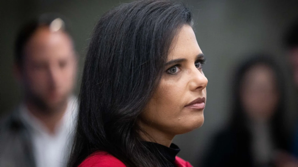 Israeli Internal Affairs Minister Ayelet Shaked arrives at a Cabinet meeting at the Prime Minister's Office in Jerusalem on May 1, 2022. Photo by Yonatan Sindel/Flash90.