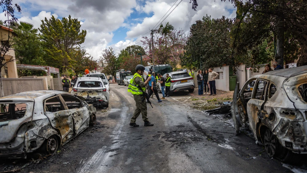Damaged vehicles from a missile impact