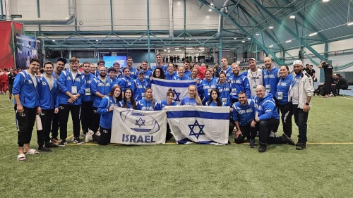 Male and female Israel players at the 2024 World Flag Football Championships in Finland. Credit: Courtesy AFI.
