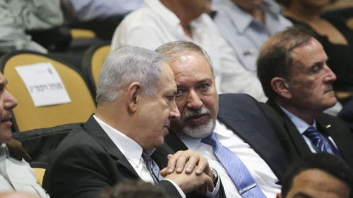 Israeli Prime Minister Benjamin Netanyahu and then-Defense Minister Avigdor Lieberman at a graduation ceremony of the National Security College on July 13, 2016. Photo by Flash90.