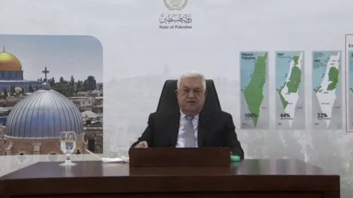 Palestinian Authority leader Mahmoud Abbas addresses the U.N. General Assembly on Sept. 24, 2021. Source: Screenshot.