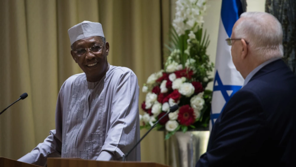 Chad's President Idriss Déby Itno and Israeli President Reuven Rivlin deliver a joint statement at the President's Residence in Jerusalem on Nov. 25, 2018. Photo by Hadas Parush/Flash90.