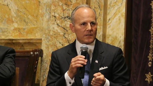 Special Envoy for Monitoring and Combating Anti-Semitism Elan Carr at a panel discussion on anti-Semitism in New York City on Sept. 10, 2019. Photo by Rhonda Hodas Hack.