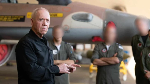 Israeli Defense Minister Yoav Gallant during a visit to the Ramat David Airbase near Haifa, Sept. 18, 2024. Credit: Defense Ministry.