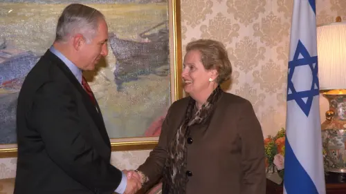 Former Israeli Prime Minister Benjamin Netanyahu with U.S. Secretary of State Madeleine Albright in 1998. Credit: Avi Ohayon/GPO.