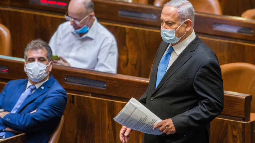 Israeli Prime Minister Benjamin Netanyahu arrives to a vote at the Knesset in Jerusalem on Aug. 24, 2020. Photo by Oren Ben Hakoon/POOL.