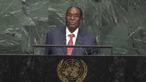Robert Mugabe, the president of Zimbabwe, addresses the United Nations General Assembly on Sept. 21, 2017. Credit: U.N. Photo/Cia Pak.