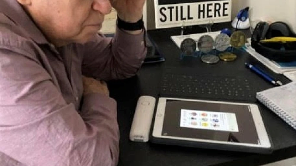 Holocaust survivor Sami Steigmann on the Clubhouse social-media platform. Credit: Kosha Dillz.