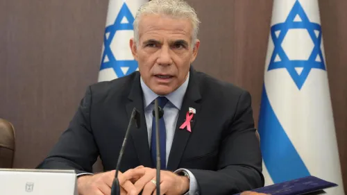 Israeli Prime Minister Yair Lapid speaks at the weekly Cabinet meeting at the Prime Minister's office in Jerusalem on October 2, 2022. Credit: Amos Ben-Gershom/GPO.