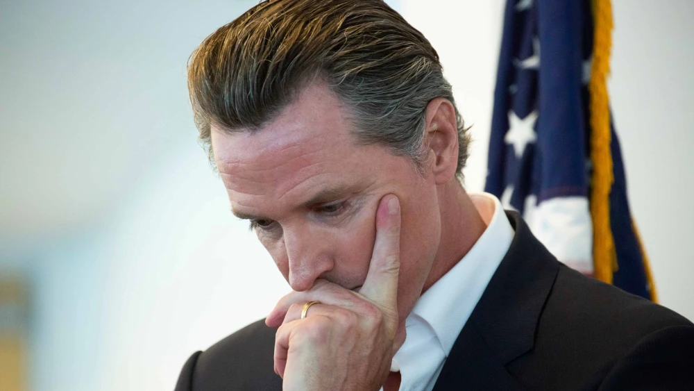 California Gov. Gavin Newsom in a meeting in Sacramento, Calif., on May 31, 2020. Credit: Matt Gush/Shutterstock.
