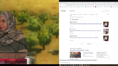 Zahra Billoo, executive director of CAIR in the San Francisco Bay Area, in a speech on Nov. 27, 2021. Source: Screenshot.